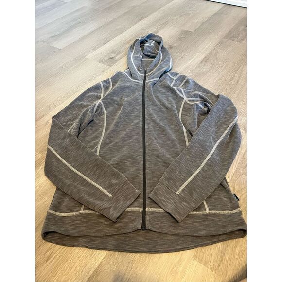 Kuhl Grey Full Zip Hooded Tencel Outdoor Layer White Stitching Details Small - Picture 1 of 8
